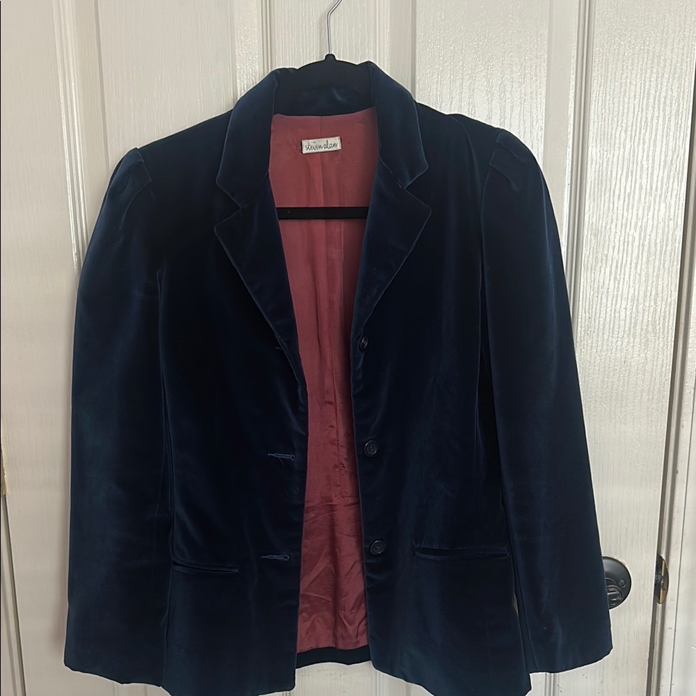 Elegant Navy Velvet Women's Blazer